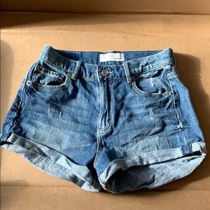 High waisted denim shorts.